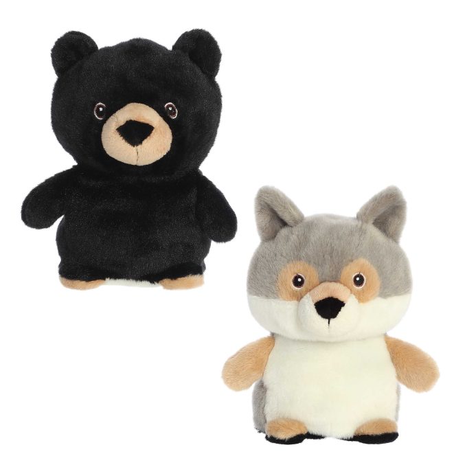 Aurora® - Eco Nation™ - Reversible Eco Pairs - 6.5" Black Bear and Wolf